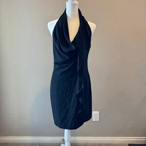 Haute Hippie Black Halter Cowl Neck Ruffle Mini Dress M NWT MSRP $495